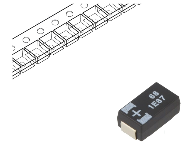 Condensator: tantaal-polymeer; 68uF; 25VDC; TQC; SMD; ±20%; 2000h Condensator: tantaal-polymeer; 68uF; 25VDC; TQC; SMD; ±20%; 2000h